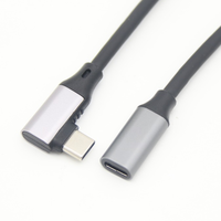 Câble personnalisé Gen2 USB 3.1 à angle de 90 degrés, extension mâle-femelle Type-C, 20 Gbps, charge rapide, câble PVC pour microphone/haut-parleur/moniteur