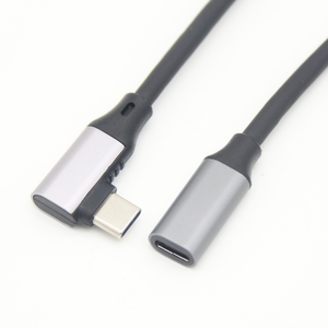 Câble personnalisé Gen2 USB 3.1 à angle de 90 degrés, extension mâle-<span class=keywords><strong>femelle</strong></span> Type-C, 20 Gbps, charge rapide, câble PVC pour microphone/haut-parleur/moniteur - Product Image 1