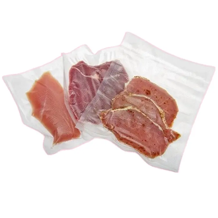 Biodégradable personnalisé imprimé 20x30 PA PE sac d'emballage sous vide en relief alimentaire en plastique scellant joint stockage sac sous vide