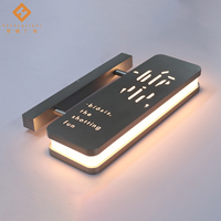 Enseigne lumineuse LED rétroéclairée sur mesure en acier inoxydable brossé, logo de magasin mural, blanc chaud, sans MOQ