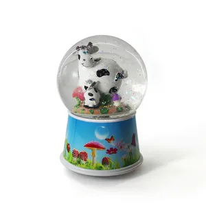 Music anime cow Water Snow Globe balloons home table desk decoration lovely mother and child gifts souvenirs
