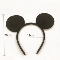 Headband Kain Buatan Tangan Motif Kepala Tikus dengan Pita dan Polkadot untuk Pertunjukan dan Taman Hiburan, Telinga Hitam, Produk Baru YHM