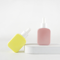 Ensemble d'emballages pour soins de la peau personnalisés de nouvelle conception, 30 ml, jaune/rose, carré, flacon en verre opale avec compte-gouttes pour huile essentielle