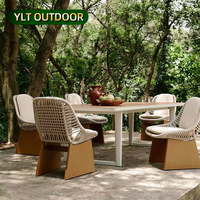 Ensemble de mobilier de jardin, tables et chaises en corde tissée imperméable, meubles de jardin en bois pour hôtels