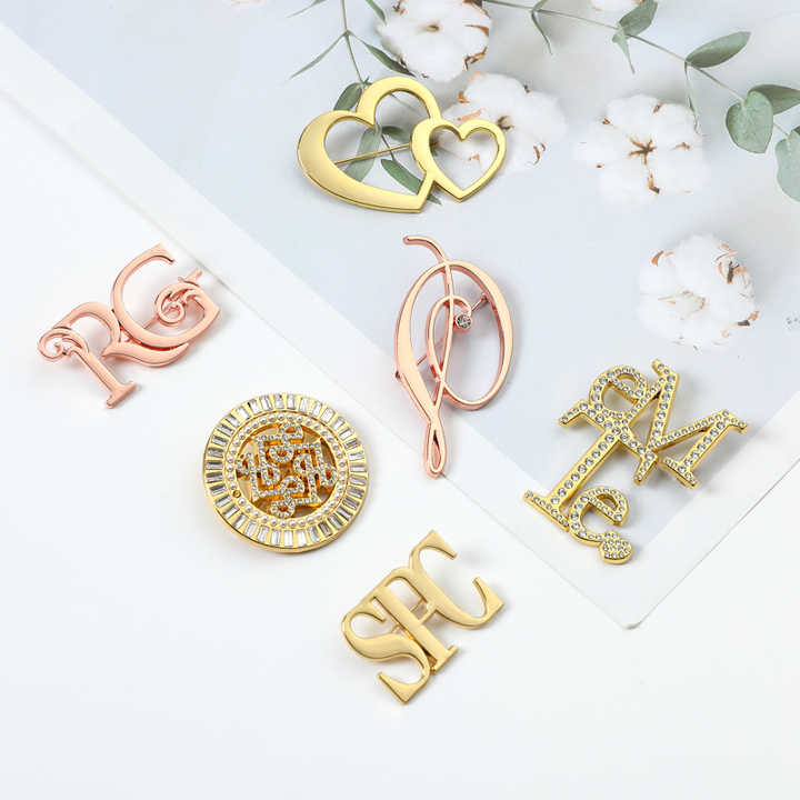 LONAGO Personalized Sterling Silver Monogram Brooch - Custom Initial Name Pin With Cubic Zirconia, Gift For Women