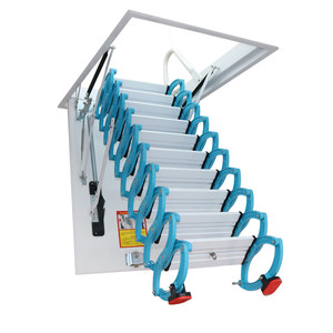 Escalier <span class=keywords><strong>escamotable</strong></span> entièrement automatique en acier forgé, échelle électrique rétractable épaissie améliorée avec télécommande pour usage domestique intérieur - Product Image 4