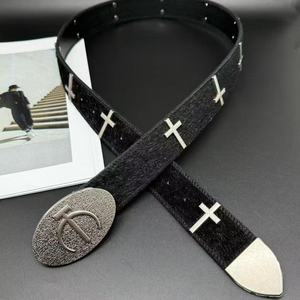 Novedoso Cinturón <span class=keywords><strong>OYE</strong></span> de Cuero con Cruz Oscura y Pelo de Caballo Estilo Punk Vintage para Hombre y Mujer de Alta Calidad y Metal Pesado para Hip-Hop Rock - Product Image 6