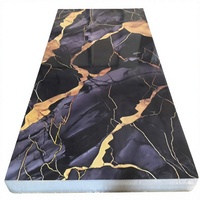 Nouveau design moderne, panneau mural intérieur en PVC brillant, imitation marbre UV, imperméable, 4x8 pieds, 2, 2,5, 2,8, 3 mm, motif botanique doré