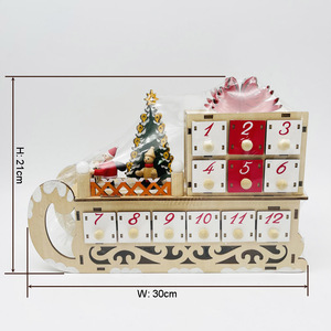 Calendario dell'Avvento in Compensato Tagliato al Laser con 24 Cassetti Decorazione Natalizia Scena Innevata con Luci LED per <span class=keywords><strong>la</strong></span> <span class=keywords><strong>Vigilia</strong></span> <span class=keywords><strong>di</strong></span> <span class=keywords><strong>Natale</strong></span> - Product Image 6