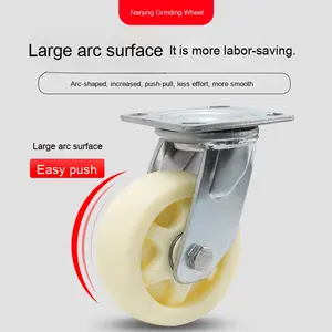 Rueda Universal de nailon blanco grueso, <span class=keywords><strong>4</strong></span>/5/68 pulgadas, rueda de carro plana, <span class=keywords><strong>Gema</strong></span>, polea de doble rodamiento Industrial, producto de Hardware - Product Image 2