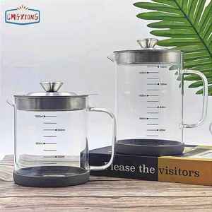 ग्लास ग्रेज स्ट्रैनर और कंटेनर 1 क्वार्ट तेल भंडारण बर्तन धूल प्रूफ ढक्कन आसान पकड़ संभाल के साथ - Product Image 1