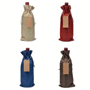 Factory Direct Sales Portable Bulk Wine Bottle Carry <b>Bags</b> Jute Linen Wine <b>Bag</b> - Product Image 2