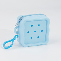 Porte-monnaie carré en silicone avec trous, mignon, pour enfants, mini sac carré portable, pochette de rangement pour écouteurs