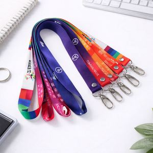 Nylon Fabric ID Lanyard Silk Screen Printed <b>Name</b> Badge Strap Washable Eco-Friendly Multi-Color Vinyl PVC Neck Strap Carabiner - Product Image 3