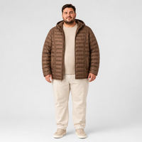 Chaqueta Acolchada de Plumón para Hombre, con Capucha, Cierre Completo, Bolsillos con Cordones, para Invierno, Tallas Grandes y Extra Grandes, 6XL 7XL