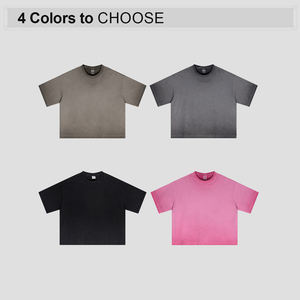 Camiseta de Alta Calidad para Hombre, Estilo Urbano, 275 GSM, Algodón Grueso Lavado, Camiseta Lisa para Personalizar con Logotipo, Camiseta Vintage Extra Grande - Product Image 2