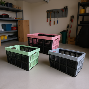 <b>Folding</b> Plastic <b>Storage</b> Bin 32L Assorted Colors 51x34x23cm Pack Of 10 - Product Image 3