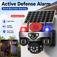 Caméra solaire extérieure Wistino 4G avec carte SIM, trois objectifs PTZ, rotation panoramique/inclinaison/zoom à 360 degrés, étanche IP66, 12MP HD, alimentée par énergie solaire, pour ferme, AOV