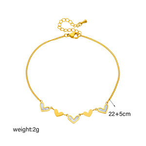 Dainty Shell Heart Anklet Gold Plated Stainless Steel Mother of Pearl Inlay Small Heart Charms Sweet Daily Women’s Anklet - Product Image 5