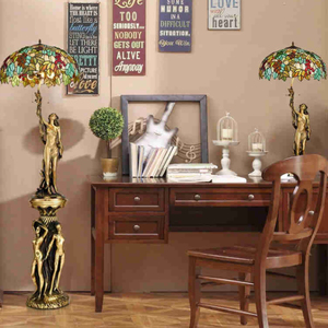 Lampe sur pied Tiffany LED européenne avec vitrail de style méditerranéen pour hôtel et chambre à coucher - Product Image 2