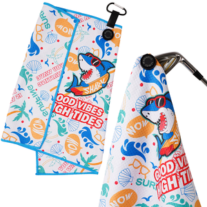 ゴルフアクセサリープリント紫ドルワッフル磁気マイクロファイバーマグネットゴルフタオルゴルフクラブクリーナークリップフック付き - Product Image 2