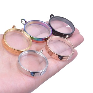 Classique En Gros En Acier Inoxydable 10mm à 40mm Photo Collier Charme Rond Verre Mémoire Vivante Flottant Médaillon Pendentif - Product Image 6