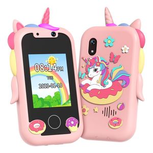 Téléphone jouet éducatif Wowkids pour enfants de 2 à 4 ans, avec coque en silicone, double caméra, photos, vidéos, MP3, jeux et contes, motif licorne et dinosaure - Product Image 1