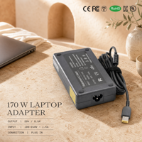 Chargeur d'ordinateur portable USB noir 170W, adaptateur AC/DC 20V 8.5A avec attache Velcro pour la charge de portables intensifs