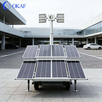 Lampes LED 6x200W avec mât de levage de 10m, portée d'éclairage de 500m, audio bidirectionnel pour le travail nocturne sur de grandes surfaces, tour d'éclairage solaire mobile