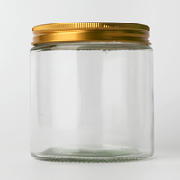 Custom Food Package Clear 280ml 380ml 500ml Round Glass Jam Jar With Metal Lid