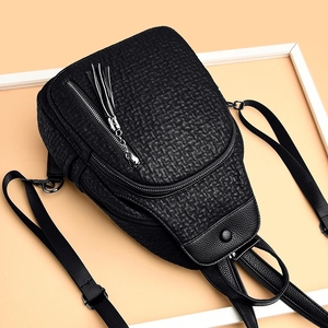 Luxury <strong>Leather</strong> Backpacks for <strong>Women</strong> - <strong>Black</strong> Vintage Sac a Dos, Casual Daypack for Girls Mochila <strong>Rucksack</strong> - Product Image 4