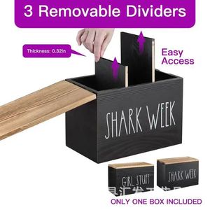 Caja de almacenamiento de tampones de madera maciza con tapa y compartimentos, organizador de escritorio para productos de higiene femenina, forma rectangular, Natural - Product Image 4