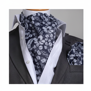 Conjunto de pañuelo y bufanda para hombre con estampado floral azul, talla única - Product Image 2