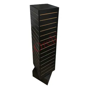 Miễn phí tùy chỉnh phong cách hiện đại Rack 4 Tier mở cuốn sách bằng gỗ Kệ xoay slatwall hiển thị sàn đứng cho phòng khách