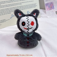 Porte-clés en peluche Halloween, Chat ou Ours Noir et Blanc Maléfique, avec sonnette, breloque de sac gothique, jouet en peluche, pour cadeau