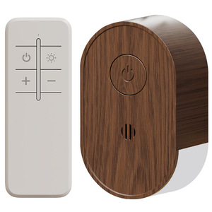 Smart Wood Grain Night Light <b>Remote</b> Control <b>Plug</b>-In LED Warm White Minimalist Design Bedroom Bedside Lamp - Product Image 1