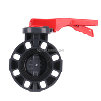 Vanne papillon industrielle manuelle en plastique PVC à double excentrique, résistante à l'usure, avec manette ou manivelle