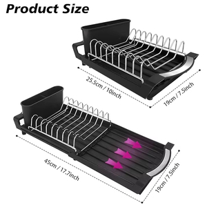 Escurridor de Platos Extensible de Acero Inoxidable para Encimera de Cocina con Soporte para Cubiertos - Product Image 4