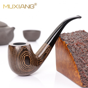 Muxiang Wooden Tobacco Pipe Bent Type 9mm Filter Chicken Wing Wood Handcrafted Smoking Pipe - Product Image 1