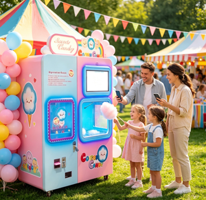 Distributeur automatique de barbe à papa 24h/24 sans personnel, équipement commercial de vente de sucre à papa pour parcs, centres commerciaux et zones enfants - Product Image 2