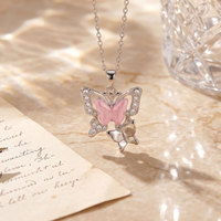Collier Papillon CZ pour Femme, Chaîne de Clavicule Polyvalente en Cuivre, Bijoux de Mode Luxe Léger en Gros
