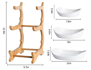 Bát Đựng Trái Cây Bằng Gốm Với Giá Đỡ Bằng Gỗ Tre Cho Nhà Bếp Quầy Đĩa Tráng Miệng Với Giá Đỡ Tre Hộp Đựng Thực Phẩm - Product Image 6