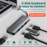 Adaptador Hub USB-C Delgado de Alta Calidad 4 en 1 a 4 Puertos USB-A, Multiport 5Gbps USB 3.0 OTG