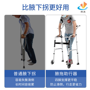 Aluminum Alloy Axillary Support <b>Walker</b> 56x52cm Height Adjustable 112-139cm For <b>Elderly</b> Mobility Aid - Product Image 4