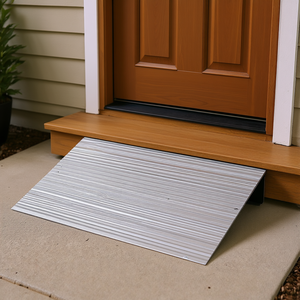 Rampe de seuil de porte en alliage d'aluminium, hauteur de 4 pouces, capacité de 800 lb, pour fauteuils roulants, fauteuils électriques, vélos, marches de maison - Product Image 2