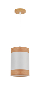 modern pendant <b>dining</b> <b>light</b> restaurant round pendant <b>light</b> fixture wood effect fabric lampshade - Product Image 2