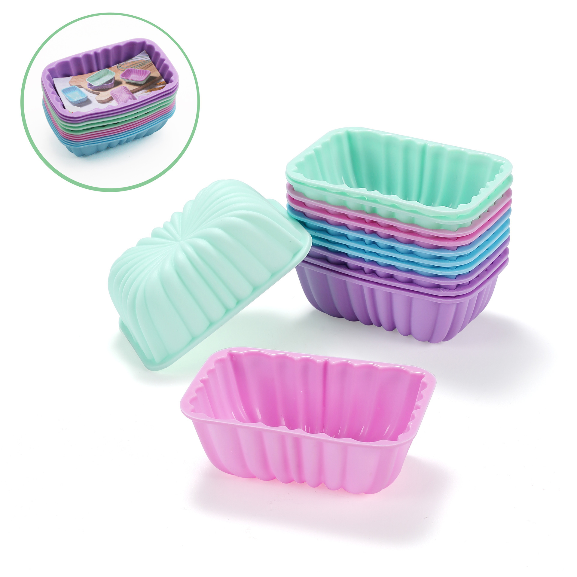 Set of 12 Small Rectangular Flower Shaped