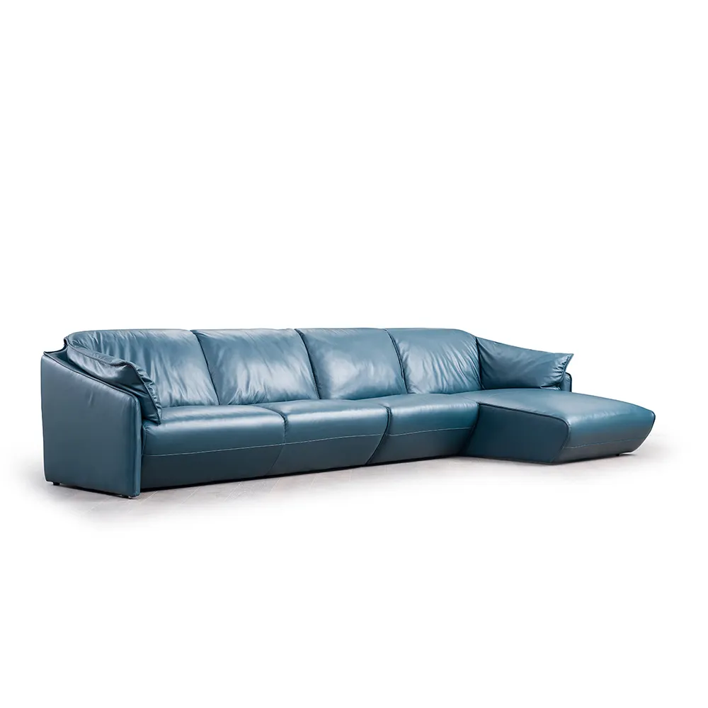 Living Room Furniture L Shaped Sofa Set Italian Top Grain Leather Sofa Modern Euro Design Leather Sofa