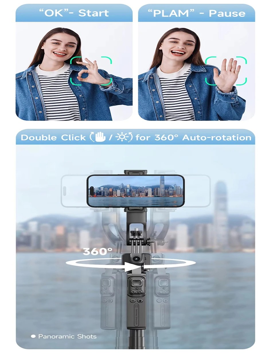 thumbnail image 2 of Tiankeplus C17 360° Rotation Anti-Shake Wireless AI Face Tracking Gimbal Self Stick Bluetooth Live Tripod I.1012189217 2 of 10