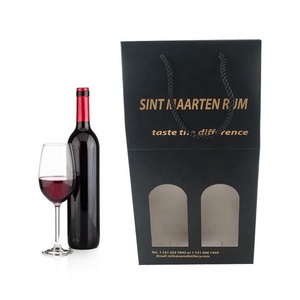 Custom box corrugated rigid boxes cardboard logo printed black wine packaging box with inserts